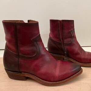 Frye Billy Inside Zip Ankle Boot in Red Leather (size 8.5)
